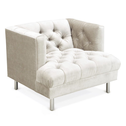Poltrona chesterfield - BAXTER T-ARM  - Jonathan Adler - in velluto / in cotone / in alluminio