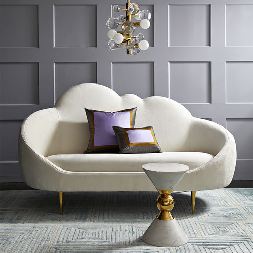 Divano contemporaneo - ETHER SETTEE - Jonathan Adler - in velluto / con supporto in ottone lucido / 2 posti