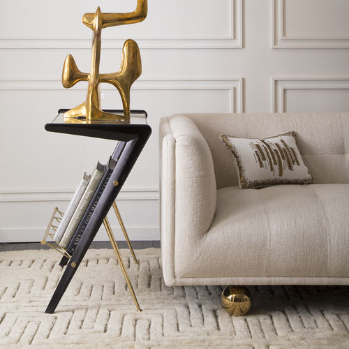 Tavolo d'appoggio contemporaneo - ST. GERMAIN - Jonathan Adler - in legno massiccio / in vetro / in ottone lucidato