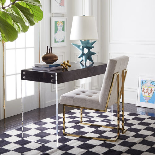 Scrivania contemporanea - BOND - Jonathan Adler - in acciaio inossidabile / in vetro acrilico
