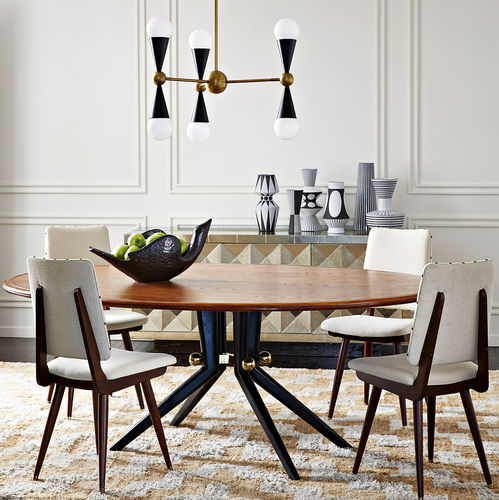 Tavolo da pranzo contemporaneo - TROCADERO - Jonathan Adler - in legno massiccio / impiallacciato in legno / in ottone