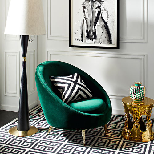 Poltrona contemporanea - ETHER - Jonathan Adler - in velluto / in cotone / in ottone lucidato