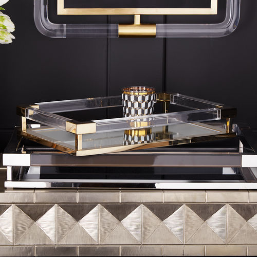 Vassoio di servizio in vetro - JACQUES - Jonathan Adler - in ottone / contract / per uso domestico