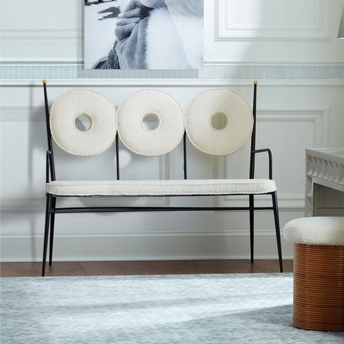 Panca contemporanea - RONDO - Jonathan Adler - in tessuto / in acciaio / con schienale