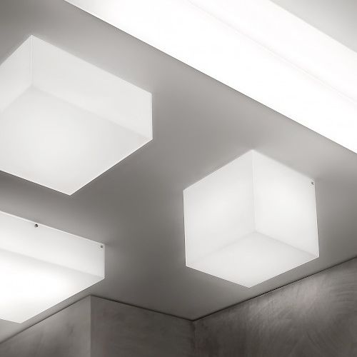 Plafoniera contemporanea - COMPACT - TEAM ITALIA - quadrata / lineare / in vetro opalescente