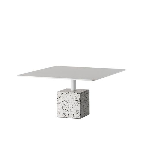 Tavolino basso contemporaneo - DING - BENTU DESIGN - in calcestruzzo / con supporto in alluminio / rotondo