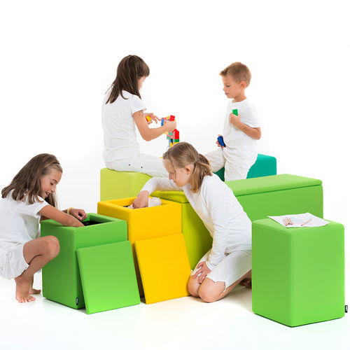 Pouf design pop - THE BOX & THE CUBE - LINA furniture - in tessuto / modulare / con contenitore
