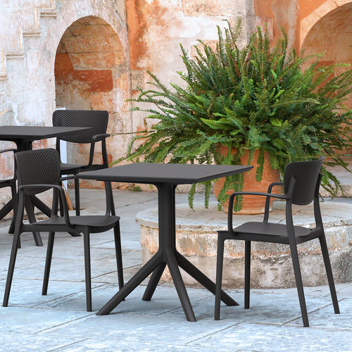 Tavolo da bistrot contemporaneo - SKY 70 - Siesta - in resina / con supporto in acciaio laccato / quadrato