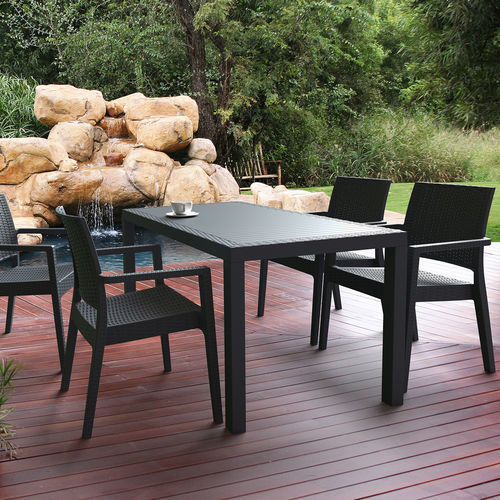 Tavolo contemporaneo - ORLANDO 140 - Siesta - in resina intrecciata / con supporto in resina intrecciata / rettangolare