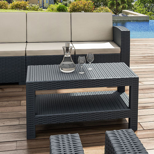 Tavolino basso contemporaneo - MONACO LOUNGE - Siesta - in resina intrecciata / con supporto in resina intrecciata / rettangolare