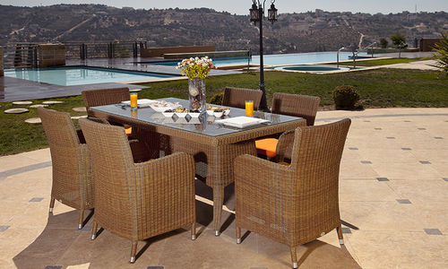 Set tavolo e sedia contemporaneo - RICO - Rattan House - da giardino / in rattan / per uso residenziale