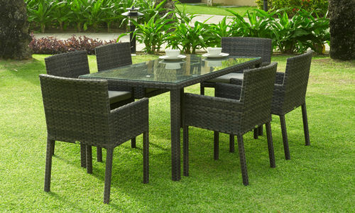 Set tavolo e sedia contemporaneo - DENZO - Rattan House - da giardino / in rattan / per uso residenziale
