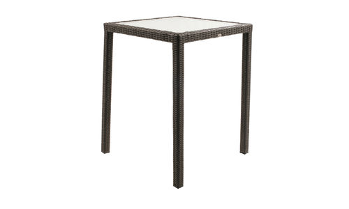 Tavolo alto contemporaneo - DENZO - Rattan House - in vetro / in rattan / quadrato