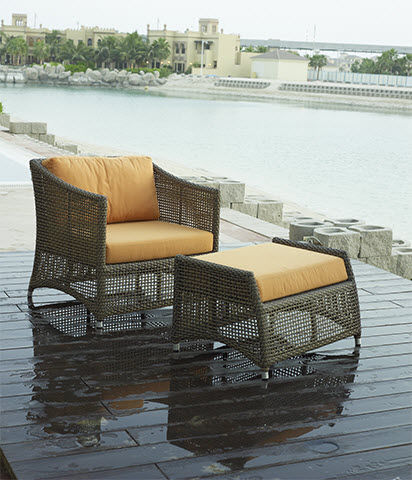 Poltrona contemporanea - WINTER - Rattan House - in rattan / con poggiapiedi / da giardino