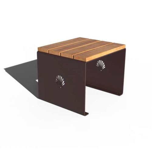 Sgabello contemporaneo - MERELLE - URBAN-NT - in legno esotico / con supporto in acciaio / per spazio pubblico