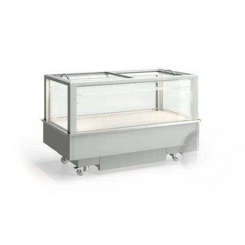 Vetrina refrigerata a isola - FUTURO 2 - JORDAO - per negozio / in acciaio inossidabile / con sportello
