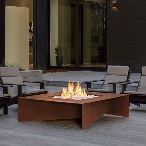 Braciere da giardino a gas - Fold - PALOFORM - in corten / quadrato / rettangolare