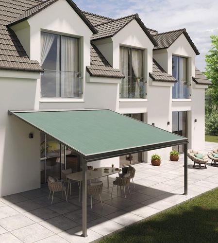 Pergola addossata - 646 - Kadeco Sonnenschutzsysteme GmbH - in tessuto / con copertura in tela / a motore