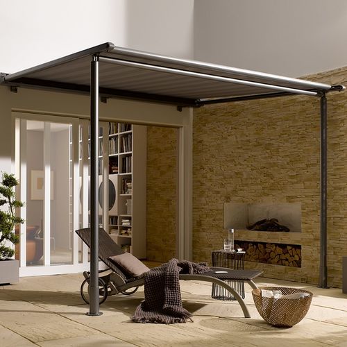 Pergola addossata - CLASSIC 615 - Kadeco Sonnenschutzsysteme GmbH - in acciaio galvanizzato / in tessuto / con copertura in tela