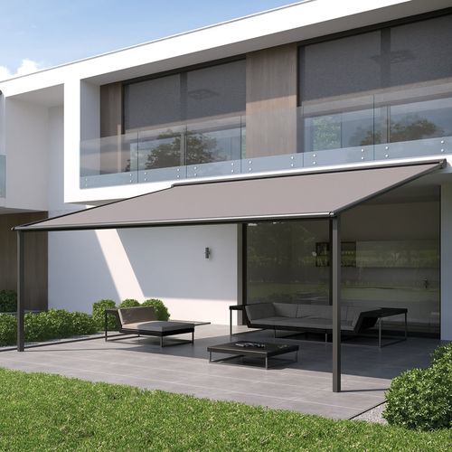 Pergola addossata - CLASSIC 615E - Kadeco Sonnenschutzsysteme GmbH - in metallo / in tessuto / con copertura in tela