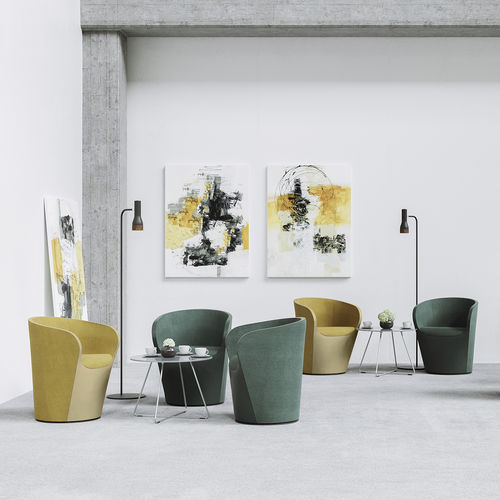 Poltrona club contemporanea - NU SPIN - Profim - in pelle / in tessuto / verde