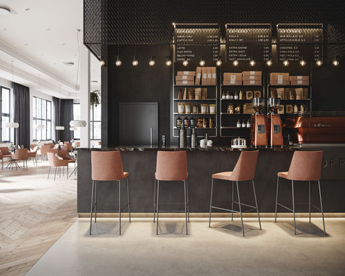 Sedia alta contemporanea - CHIC HOCKER - Profim - da interno / in tessuto / in metallo