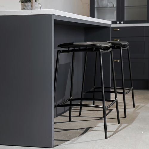 Sgabello da bar design minimalista - WESS - Plycollection - in tessuto / in pelle / in rovere