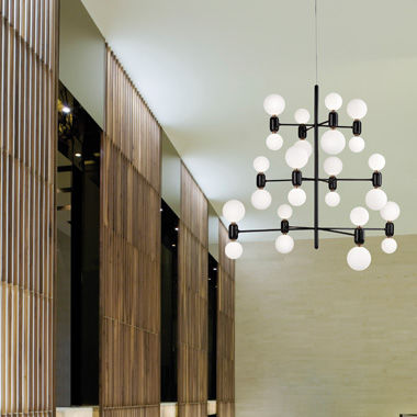 Lampadario contemporaneo - ABALLS 12  - Parachina - in vetro soffiato / in acciaio / in ceramica