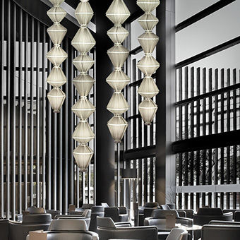 Lampada a sospensione - OÏPHORIQUE - Parachina - in acciaio / in tessuto / contemporanea