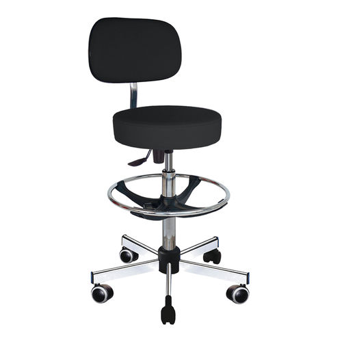 Sgabello operativo contemporaneo - GINKO COMFORT  - Navailles - in tessuto spalmato PVC / con supporto in acciaio cromato / con base centrale