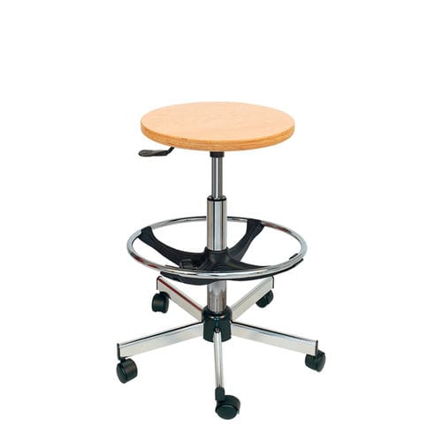 Sgabello operativo contemporaneo - Navailles - in legno / con supporto in acciaio cromato / con base centrale