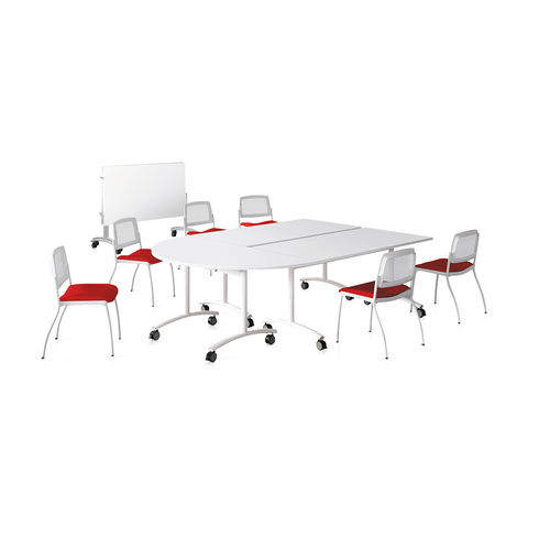 Tavolo da riunione contemporaneo - FLIP-TOP - Eol - in melaminico / con supporto in metallo / rettangolare