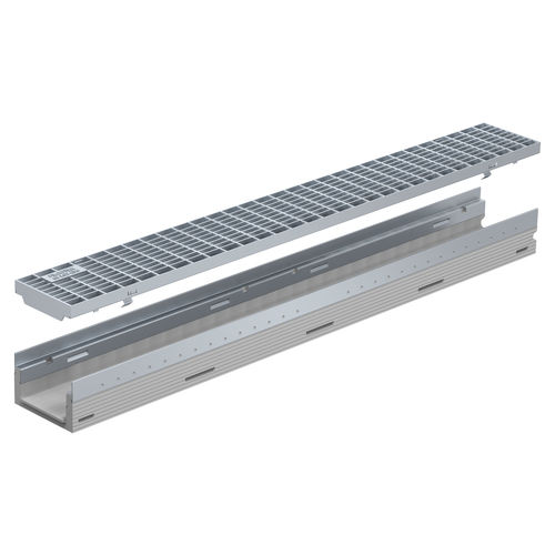 Canaletta con griglie - FILCOTEN TEC MINI 100 - BG Graspointner - in calcestruzzo fibrorinfrozato / griglia in metallo / per spazio pubblico