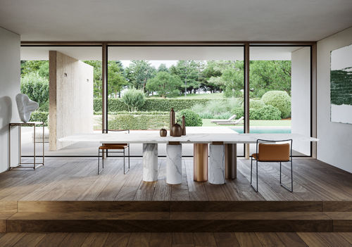 Tavolo contemporaneo - ARCAICO - KREOO - in legno / in metallo / in marmo