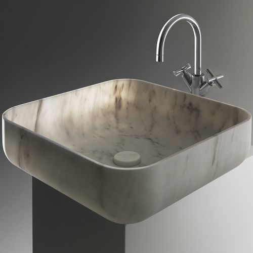 Lavabo da appoggio - BOWL N°3 - KREOO - in marmo / quadrato / senza foro