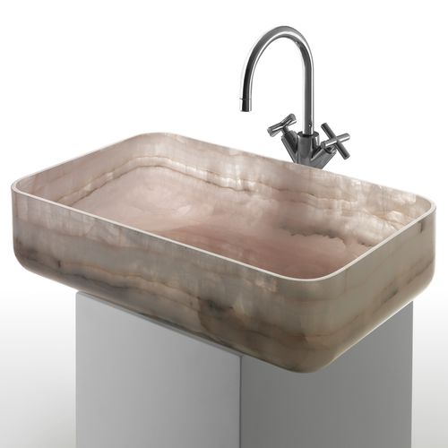 Lavabo da appoggio - BOWL N°9 - KREOO - in marmo / personalizzabile / rettangolare
