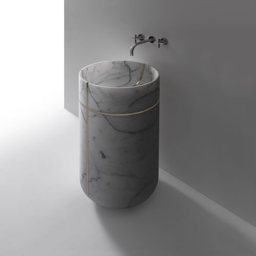 Lavabo autoportante - TAO - KREOO - in marmo / personalizzabile / rotondo