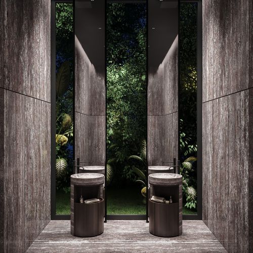 Lavabo autoportante - HUG - KREOO - in marmo / in legno / in teak