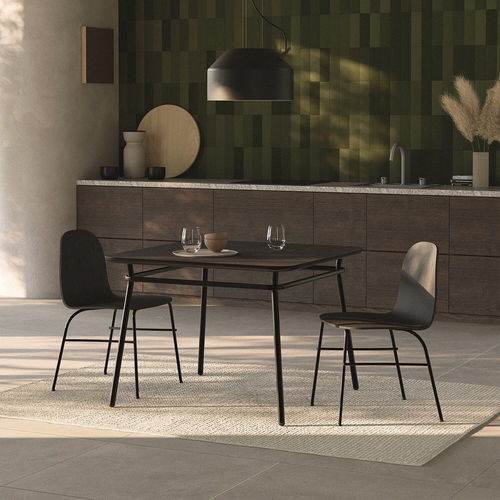 Tavolo da pranzo contemporaneo - LASSO - Omelette Editions - impiallacciato in legno / in MDF / con supporto in acciaio termolaccato