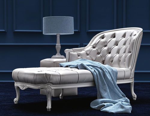 Dormeuse chesterfield - LONGUE - Corte Zari - in tessuto / in pelle / in faggio