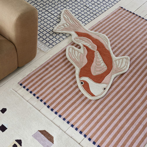 Tappeto contemporaneo - KOI  - broste - con animali / in lana / in cotone