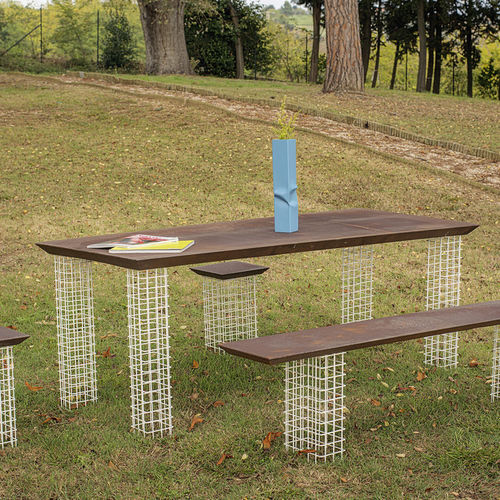 Tavolo contemporaneo - GRAMIGNA - Marco Ripa - in ferro / in corten / rettangolare