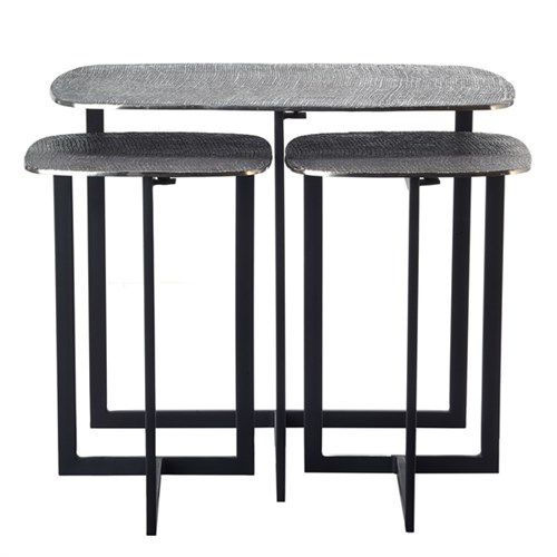 Tavolo d'appoggio contemporaneo - JUTE-SILVER-SET3 - Pols Potten - in alluminio / in ferro / rettangolare