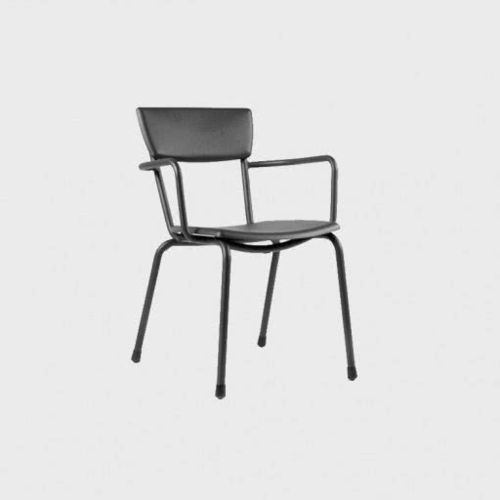 Poltrona design industriale - MICA - Maiori - in alluminio / impilabile / nera