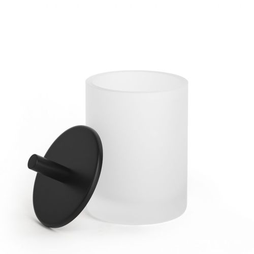 Contenitori portaoggetti in vetro sabbiato - ROUND UP: BLACK - Klomfar GmbH - con coperchio / per stanza da bagno