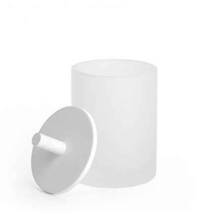 Contenitori portaoggetti in vetro sabbiato - ROUND UP: FROSTED WHITE - Klomfar GmbH - con coperchio / per stanza da bagno