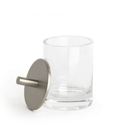 Contenitori portaoggetti in vetro - ROUND UP: NICKEL - Klomfar GmbH - con coperchio / per stanza da bagno