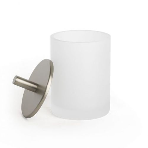 Contenitori portaoggetti in vetro sabbiato - ROUND UP: FROSTED NICKEL - Klomfar GmbH - con coperchio / per stanza da bagno