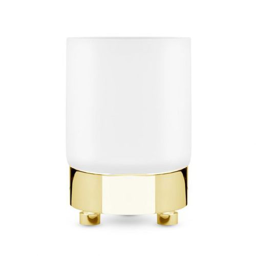 Portaspazzolino contract - FROSTED CRYSTAL GLASS, BRASS GOLD PLATED - Klomfar GmbH