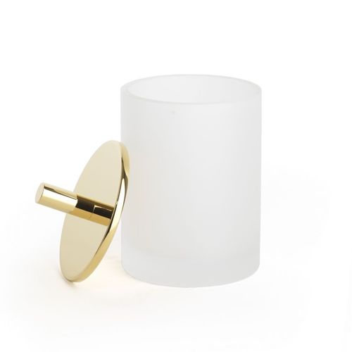 Contenitori portaoggetti in vetro - ROUND UP FROSTED GLASS / GOLD - Klomfar GmbH - con coperchio / per stanza da bagno